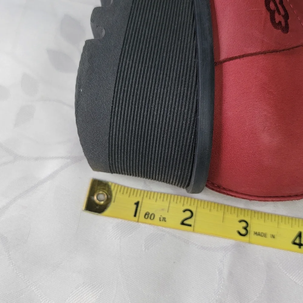 Loints‎ Of Holland Dark Red Leather Ankle Strap Comfort Wedge Shoes Size 7.5